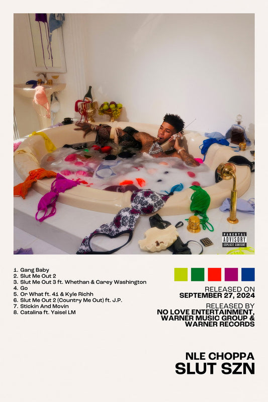 NLE Choppa SLUT SZN Album Cover Music Poster Rap Home Decor For Living Room Hip-Hop Aesthetic Rapper Album Wall Art Records Poster Wall Decor For Bedroom - xonomax