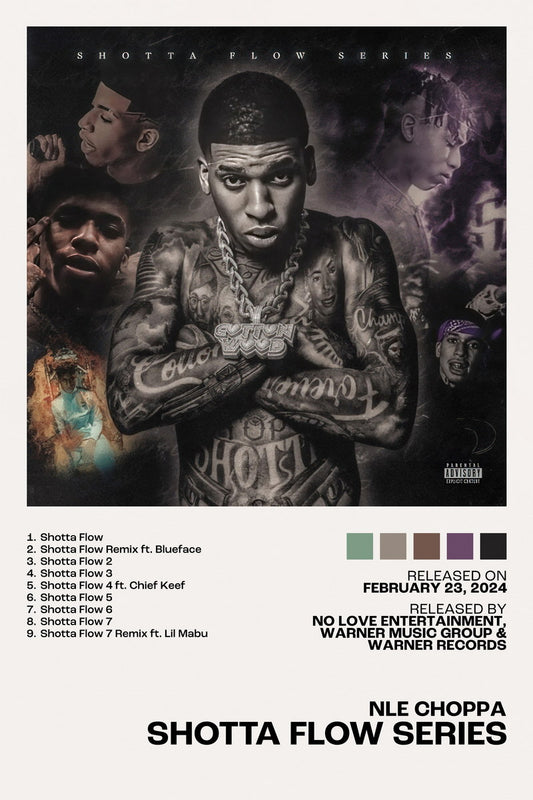 NLE Choppa Shotta Flow Series Album Cover Music Poster Rap Home Decor For Living Room Hip-Hop Aesthetic Rapper Album Wall Art Records Poster Wall Decor For Bedroom - xonomax