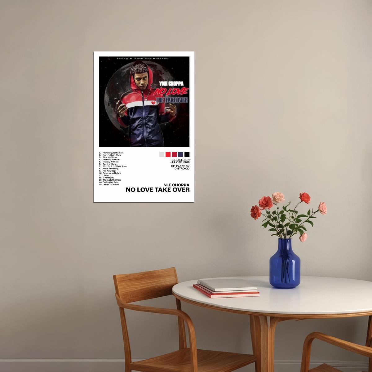 NLE Choppa No Love Take Over Album Cover Music Poster Rap Home Decor For Living Room Hip-Hop Aesthetic Rapper Album Wall Art Records Poster Wall Decor For Bedroom