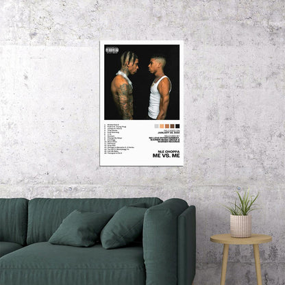 NLE Choppa Me vs. Me Album Cover Music Poster Rap Home Decor For Living Room Hip-Hop Aesthetic Rapper Album Wall Art Records Poster Wall Decor For Bedroom