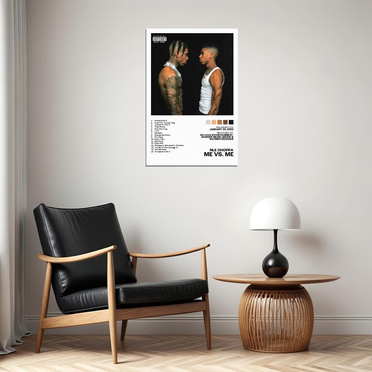 NLE Choppa Me vs. Me Album Cover Music Poster Rap Home Decor For Living Room Hip-Hop Aesthetic Rapper Album Wall Art Records Poster Wall Decor For Bedroom