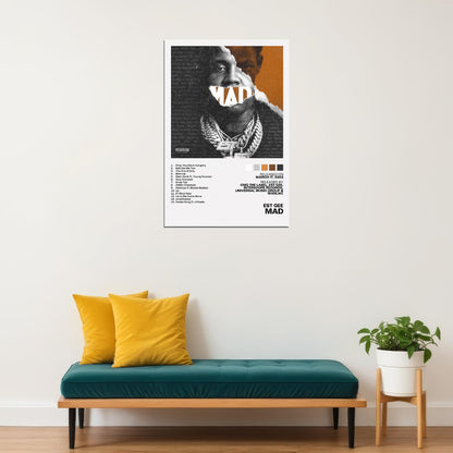 EST Gee MAD Album Cover Music Poster Rap Home Decor For Living Room Hip-Hop Aesthetic Rapper Album Wall Art Records Poster Wall Decor For Bedroom