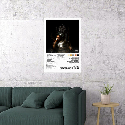 EST Gee I Never Felt Nun Album Cover Music Poster Rap Home Decor For Living Room Hip-Hop Aesthetic Rapper Album Wall Art Records Poster Wall Decor For Bedroom - xonomax