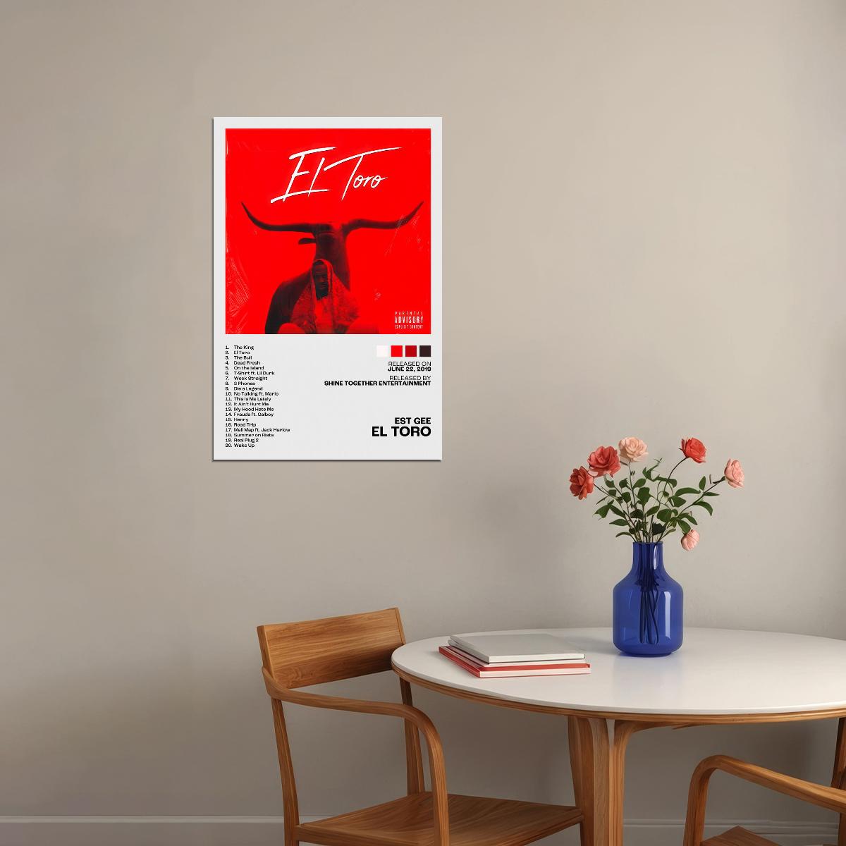 EST Gee El Toro Album Cover Music Poster Rap Home Decor For Living Room Hip-Hop Aesthetic Rapper Album Wall Art Records Poster Wall Decor For Bedroom