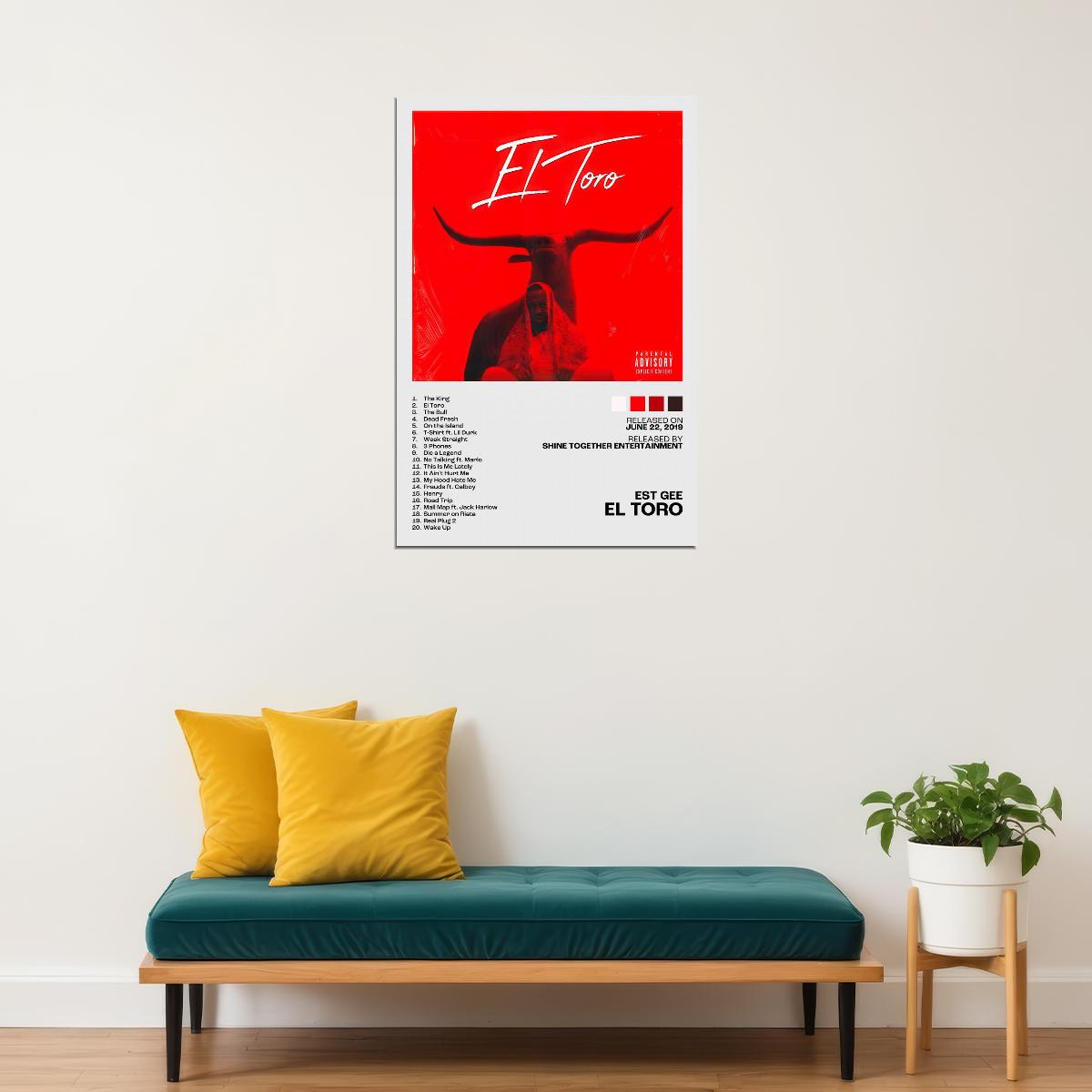 EST Gee El Toro Album Cover Music Poster Rap Home Decor For Living Room Hip-Hop Aesthetic Rapper Album Wall Art Records Poster Wall Decor For Bedroom