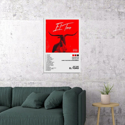 EST Gee El Toro Album Cover Music Poster Rap Home Decor For Living Room Hip-Hop Aesthetic Rapper Album Wall Art Records Poster Wall Decor For Bedroom