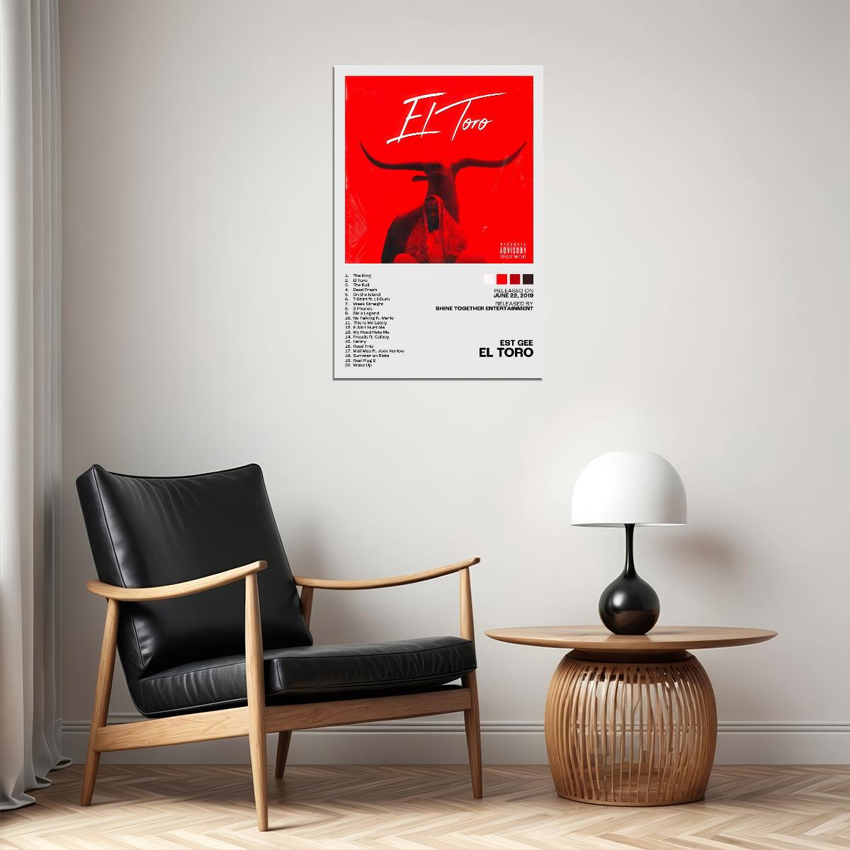 EST Gee El Toro Album Cover Music Poster Rap Home Decor For Living Room Hip-Hop Aesthetic Rapper Album Wall Art Records Poster Wall Decor For Bedroom