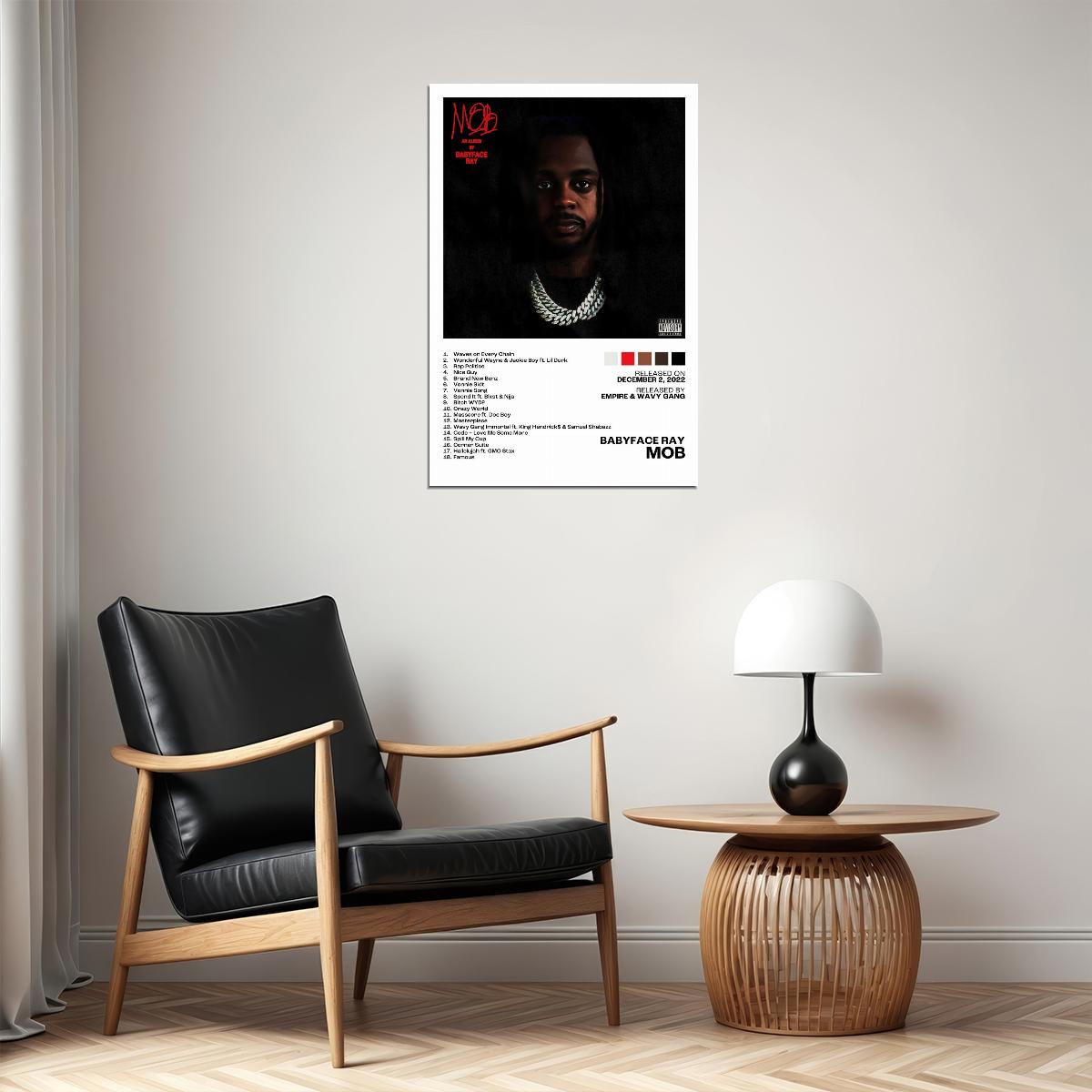 Babyface Ray MOB Album Cover Music Poster Rap Home Decor For Living Room Hip-Hop Aesthetic Rapper Album Wall Art Records Poster Wall Decor For Bedroom