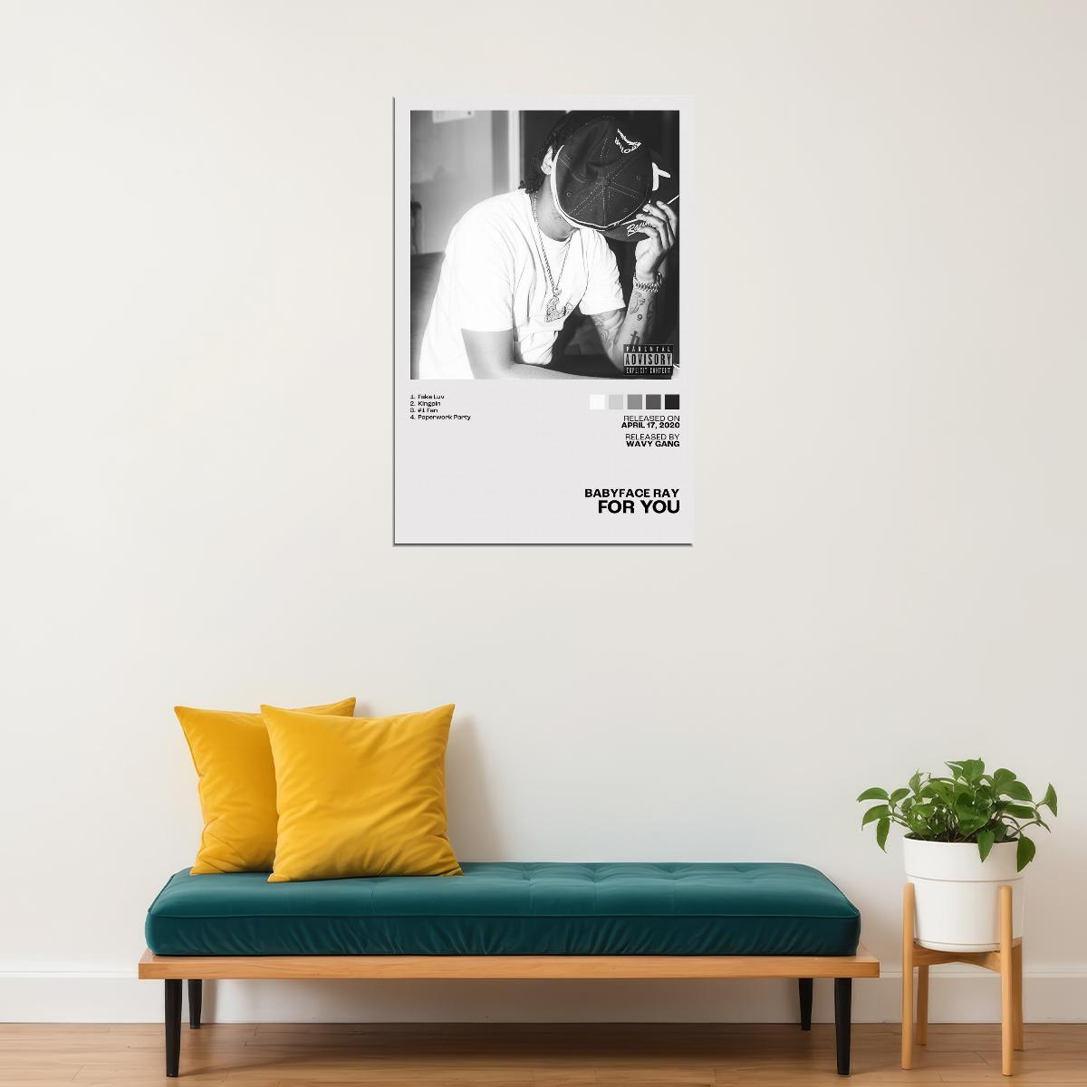 Babyface Ray For You Album Cover Music Poster Rap Home Decor For Living Room Hip-Hop Aesthetic Rapper Album Wall Art Records Poster Wall Decor For Bedroom - xonomax