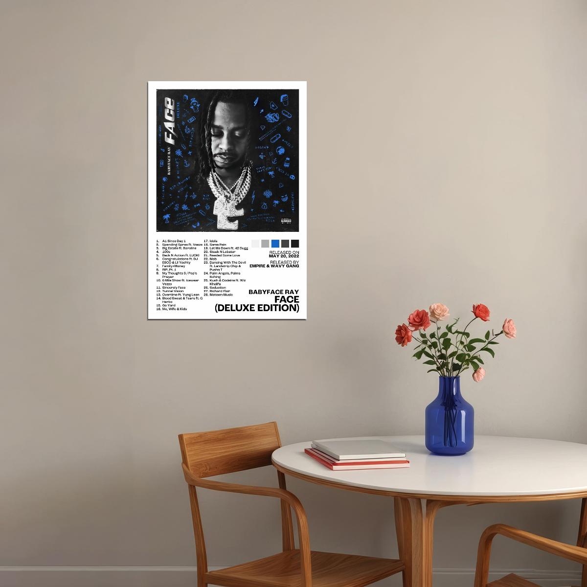 Babyface Ray FACE (Deluxe Edition) Album Cover Music Poster Rap Home Decor For Living Room Hip-Hop Aesthetic Rapper Album Wall Art Records Poster Wall Decor For Bedroom