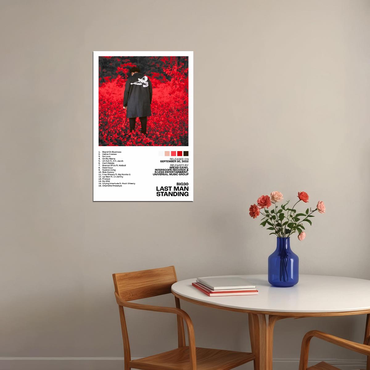 BIG30 Last Man Standing Album Cover Music Poster Rap Home Decor For Living Room Hip-Hop Aesthetic Rapper Album Wall Art Records Poster Wall Decor For Bedroom