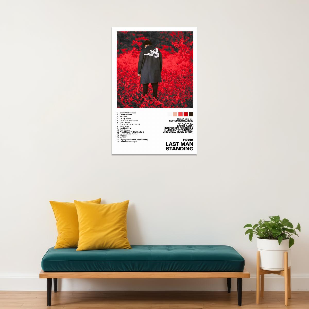 BIG30 Last Man Standing Album Cover Music Poster Rap Home Decor For Living Room Hip-Hop Aesthetic Rapper Album Wall Art Records Poster Wall Decor For Bedroom