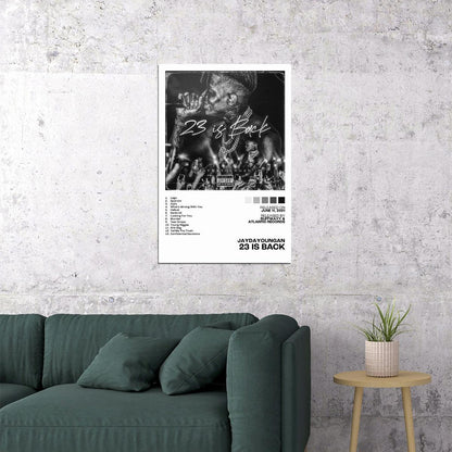 JayDaYoungan 23 Is Back Album Cover Music Poster Rap Home Decor For Living Room Hip-Hop Aesthetic Rapper Album Wall Art Records Poster Wall Decor For Bedroom