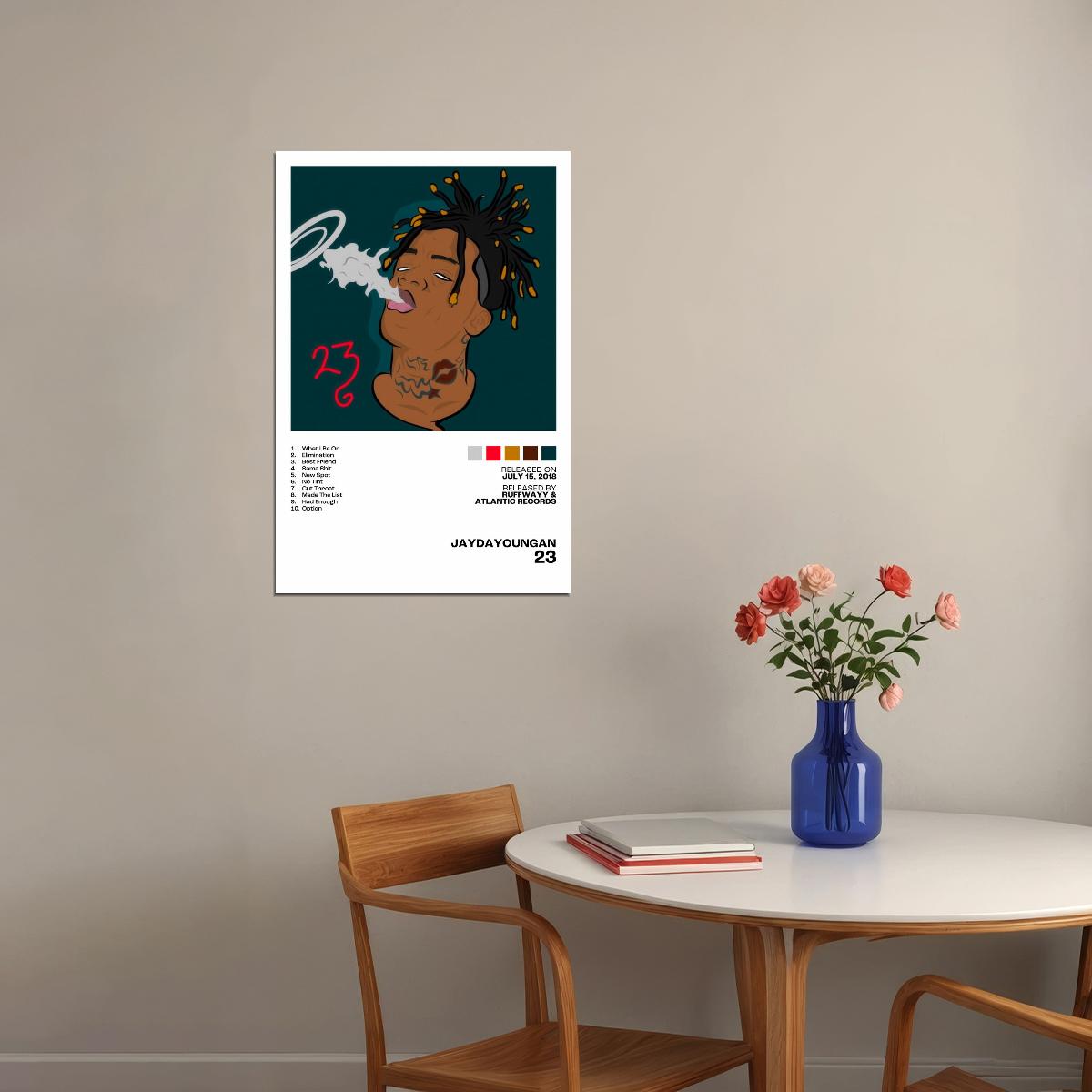 JayDaYoungan 23 Album Cover Music Poster Rap Home Decor For Living Room Hip-Hop Aesthetic Rapper Album Wall Art Records Poster Wall Decor For Bedroom