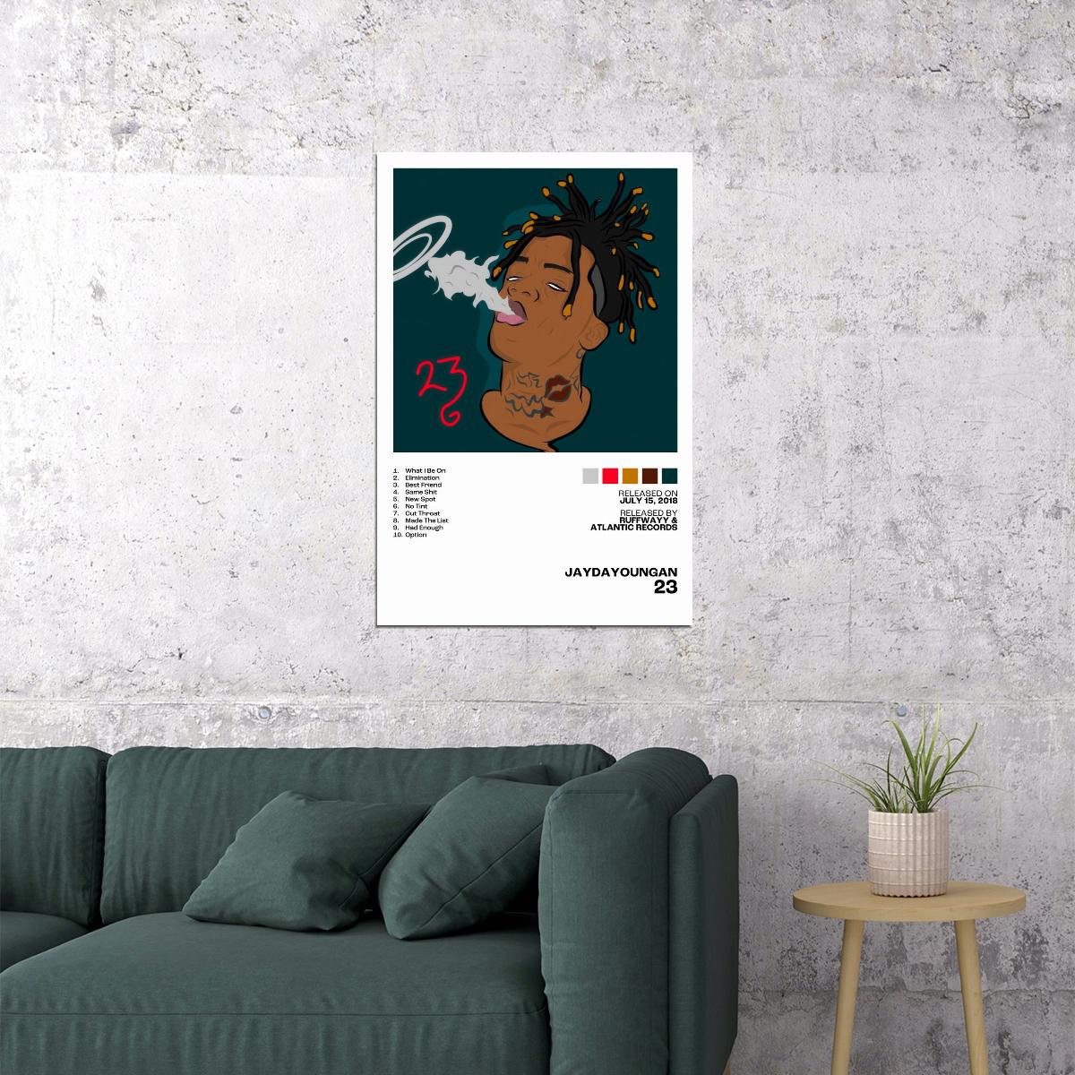 JayDaYoungan 23 Album Cover Music Poster Rap Home Decor For Living Room Hip-Hop Aesthetic Rapper Album Wall Art Records Poster Wall Decor For Bedroom