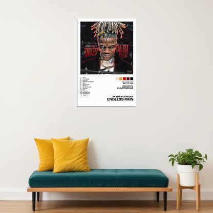 JayDaYoungan Endless Pain Album Cover Music Poster Rap Home Decor For Living Room Hip-Hop Aesthetic Rapper Album Wall Art Records Poster Wall Decor For Bedroom