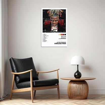 JayDaYoungan Endless Pain Album Cover Music Poster Rap Home Decor For Living Room Hip-Hop Aesthetic Rapper Album Wall Art Records Poster Wall Decor For Bedroom