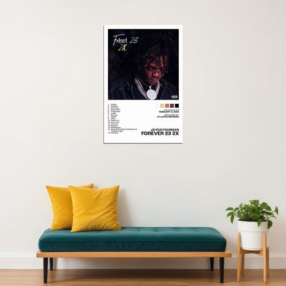 JayDaYoungan Forever 23 2x Album Cover Music Poster Rap Home Decor For Living Room Hip-Hop Aesthetic Rapper Album Wall Art Records Poster Wall Decor For Bedroom