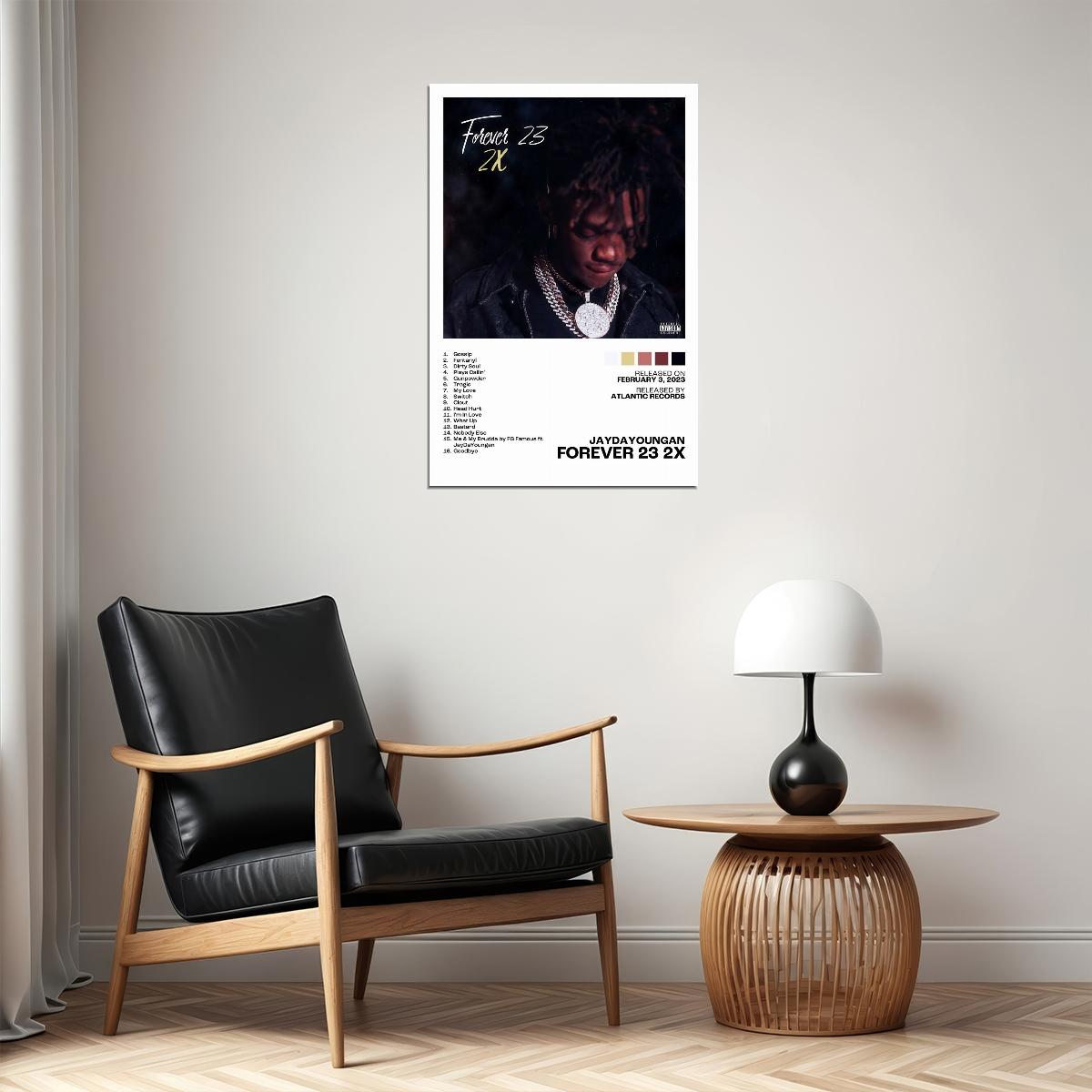 JayDaYoungan Forever 23 2x Album Cover Music Poster Rap Home Decor For Living Room Hip-Hop Aesthetic Rapper Album Wall Art Records Poster Wall Decor For Bedroom