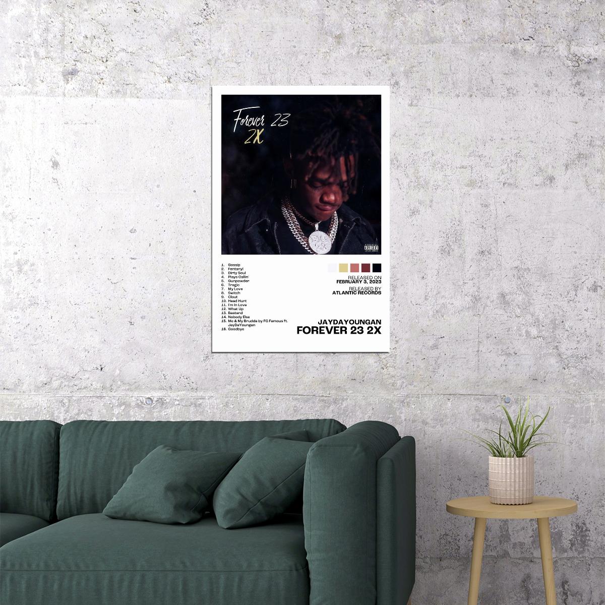 JayDaYoungan Forever 23 2x Album Cover Music Poster Rap Home Decor For Living Room Hip-Hop Aesthetic Rapper Album Wall Art Records Poster Wall Decor For Bedroom