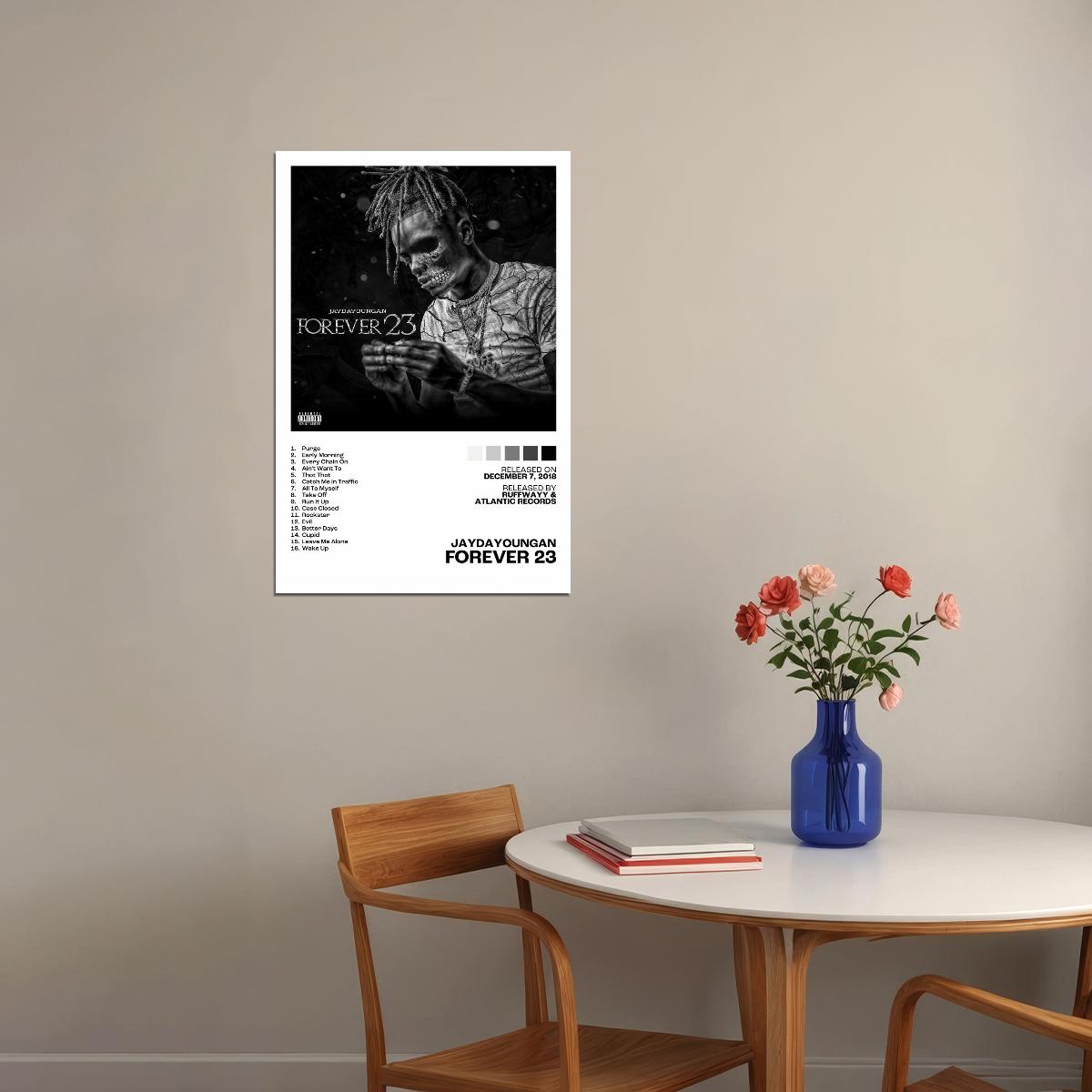 JayDaYoungan Forever 23 Album Cover Music Poster Rap Home Decor For Living Room Hip-Hop Aesthetic Rapper Album Wall Art Records Poster Wall Decor For Bedroom