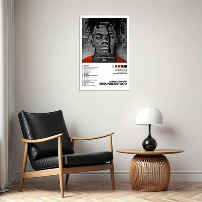 JayDaYoungan Misunderstood Album Cover Music Poster Rap Home Decor For Living Room Hip-Hop Aesthetic Rapper Album Wall Art Records Poster Wall Decor For Bedroom