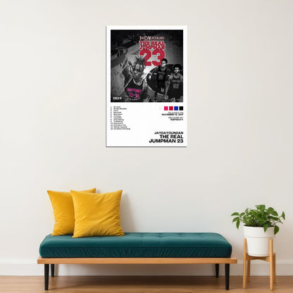 JayDaYoungan The Real Jumpman 23 Album Cover Music Poster Rap Home Decor For Living Room Hip-Hop Aesthetic Rapper Album Wall Art Records Poster Wall Decor For Bedroom