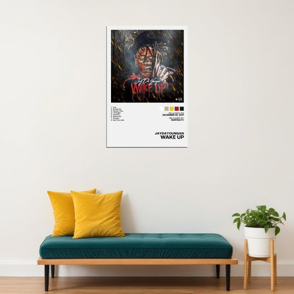 JayDaYoungan Wake Up Album Cover Music Poster Rap Home Decor For Living Room Hip-Hop Aesthetic Rapper Album Wall Art Records Poster Wall Decor For Bedroom