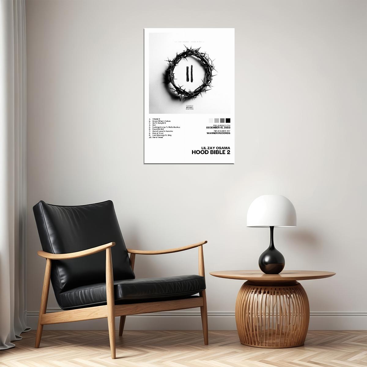 Lil Zay Osama Hood Bible 2 Album Cover Music Poster Rap Home Decor For Living Room Hip-Hop Aesthetic Rapper Album Wall Art Records Poster Wall Decor For Bedroom - xonomax