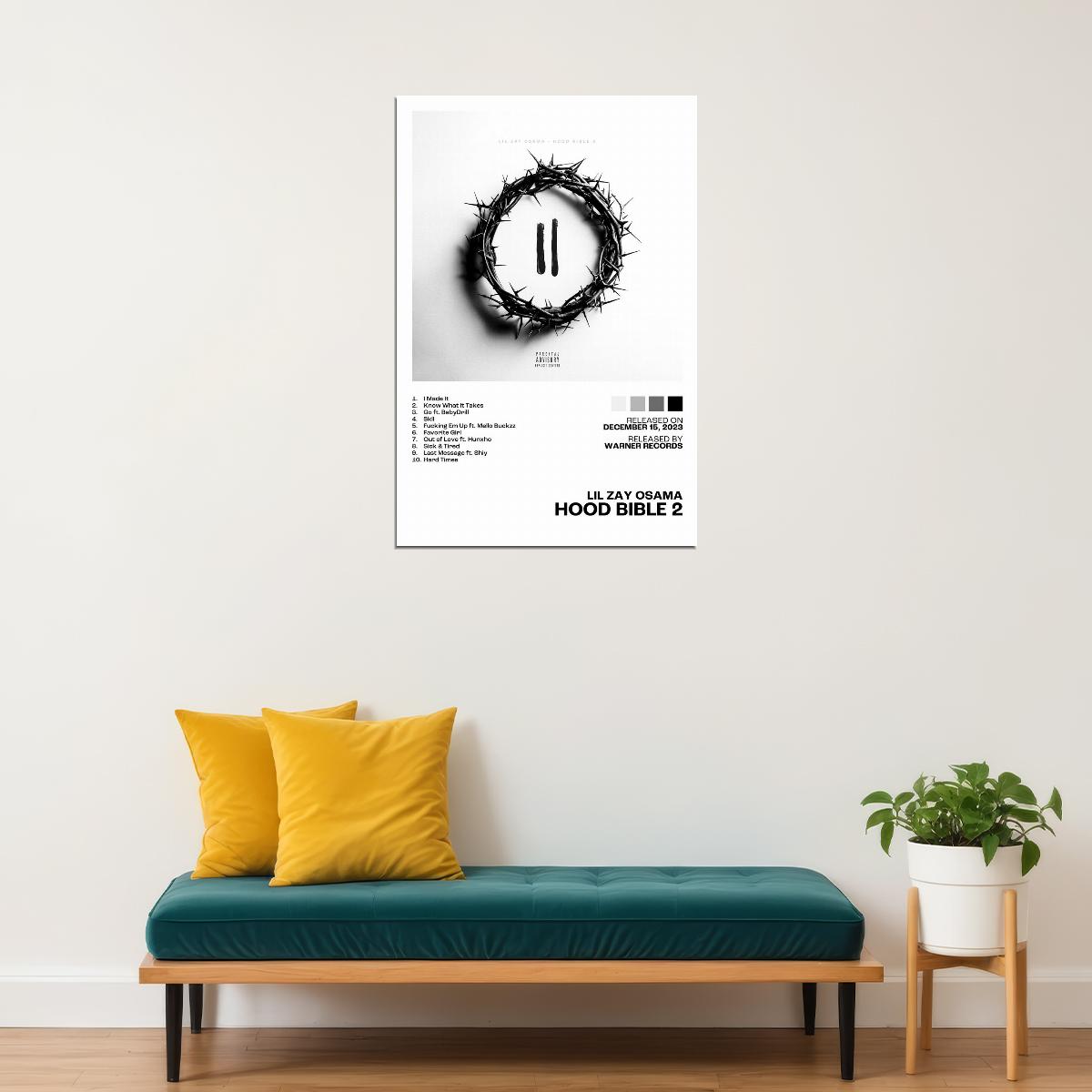 Lil Zay Osama Hood Bible 2 Album Cover Music Poster Rap Home Decor For Living Room Hip-Hop Aesthetic Rapper Album Wall Art Records Poster Wall Decor For Bedroom - xonomax