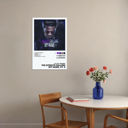 Lil Zay Osama The Streets Calling My Name, Pt. 2 Album Cover Music Poster Rap Home Decor For Living Room Hip-Hop Aesthetic Rapper Album Wall Art Poster Wall Decor - xonomax