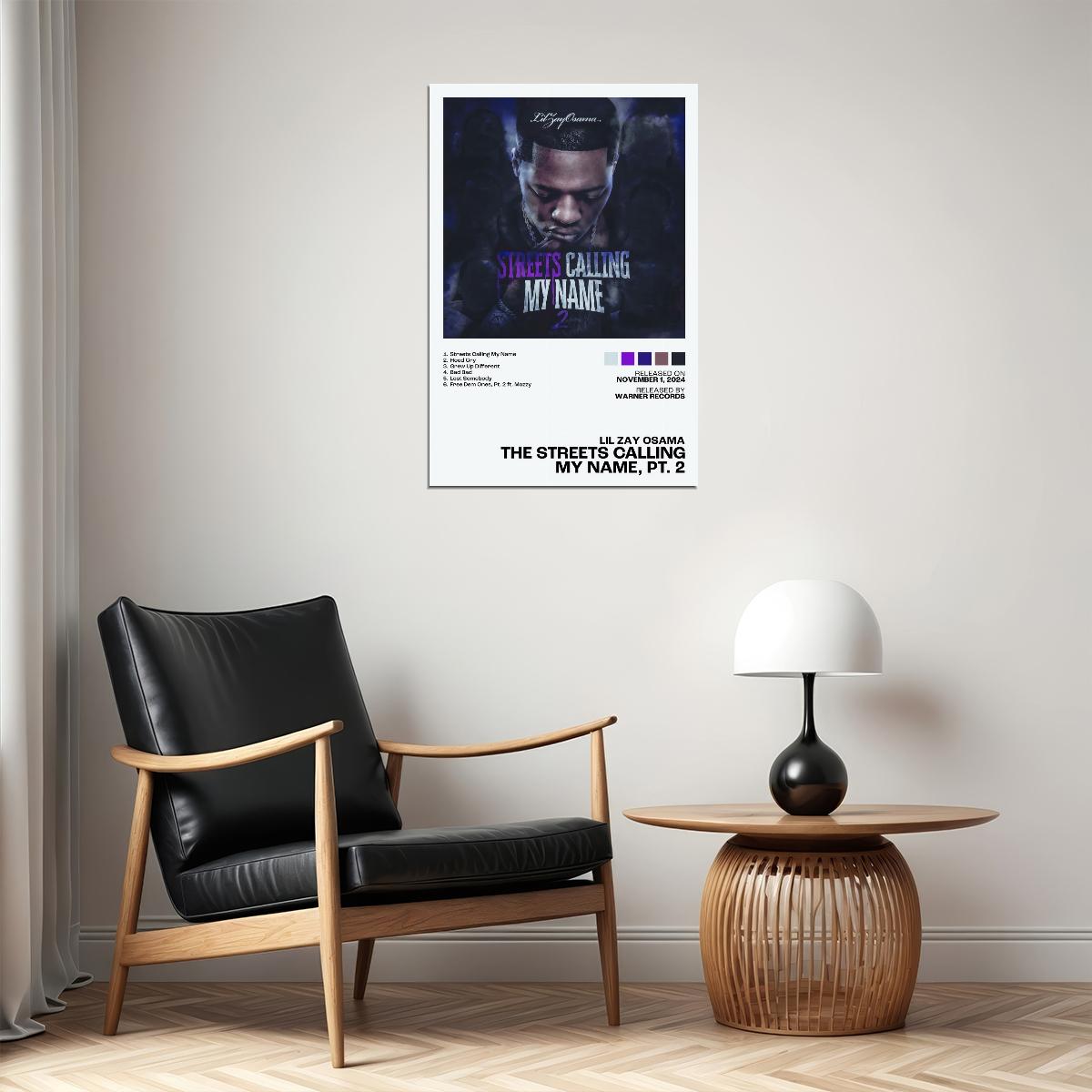 Lil Zay Osama The Streets Calling My Name, Pt. 2 Album Cover Music Poster Rap Home Decor For Living Room Hip-Hop Aesthetic Rapper Album Wall Art Poster Wall Decor - xonomax