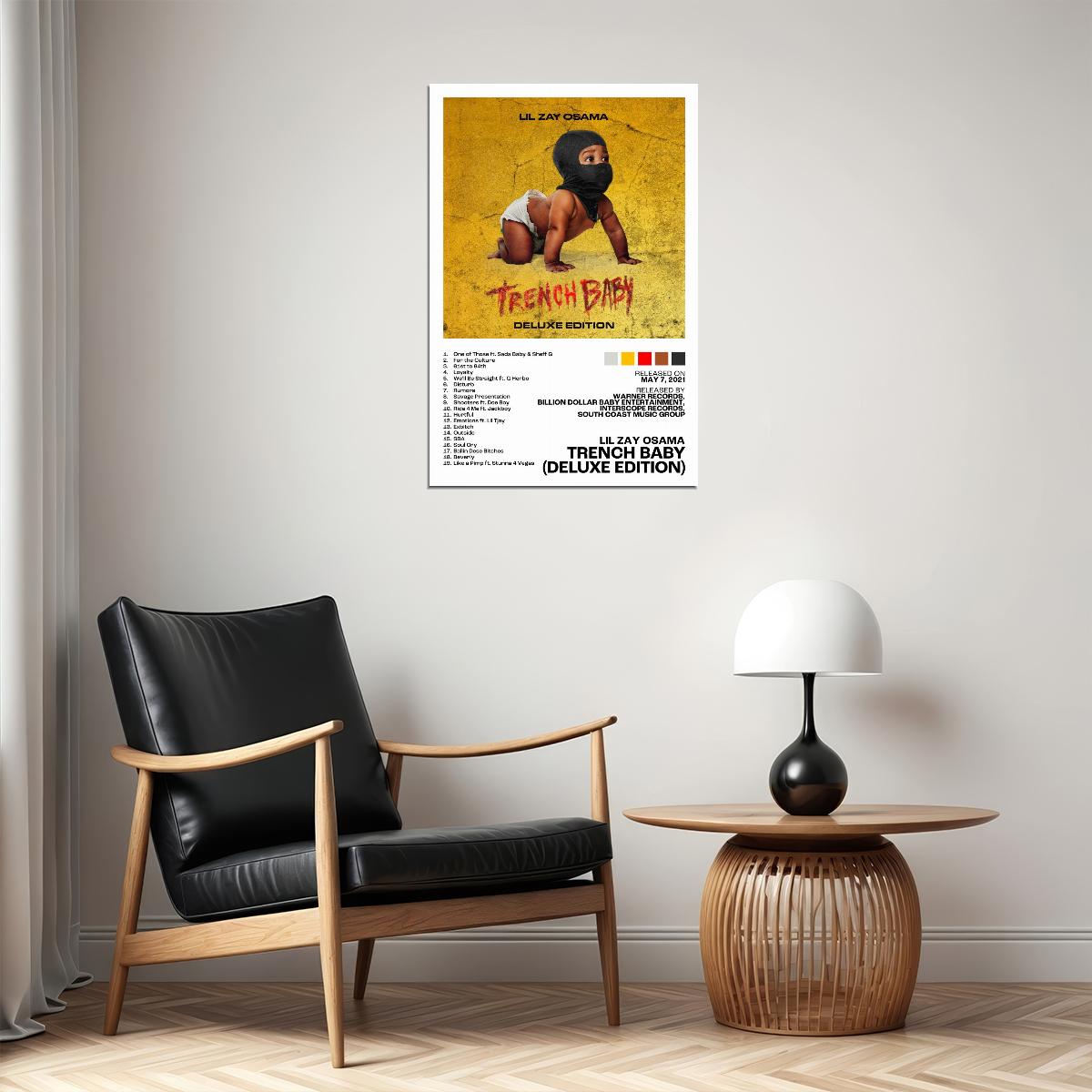 Lil Zay Osama Trench Baby (Deluxe Edition) Album Cover Music Poster Rap Home Decor For Living Room Hip-Hop Aesthetic Rapper Album Wall Art Records Wall Decor