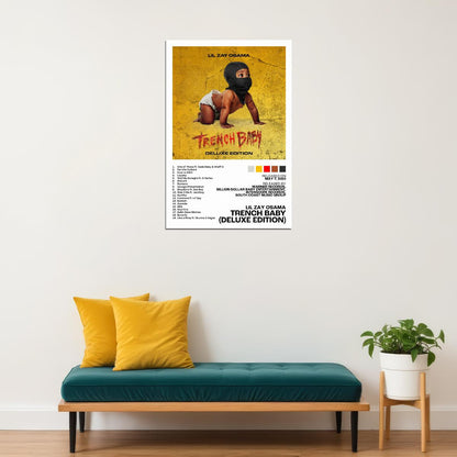 Lil Zay Osama Trench Baby (Deluxe Edition) Album Cover Music Poster Rap Home Decor For Living Room Hip-Hop Aesthetic Rapper Album Wall Art Records Wall Decor