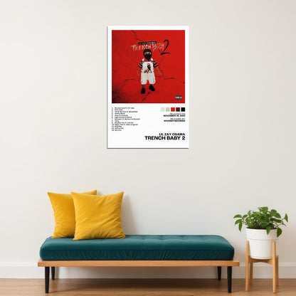 Lil Zay Osama Trench Baby 2 Album Cover Music Poster Rap Home Decor For Living Room Hip-Hop Aesthetic Rapper Album Wall Art Records Poster Wall Decor For Bedroom - xonomax