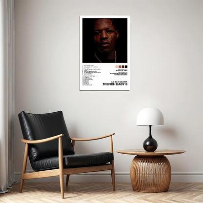 Lil Zay Osama Trench Baby 3 Album Cover Music Poster Rap Home Decor For Living Room Hip-Hop Aesthetic Rapper Album Wall Art Records Poster Wall Decor For Bedroom