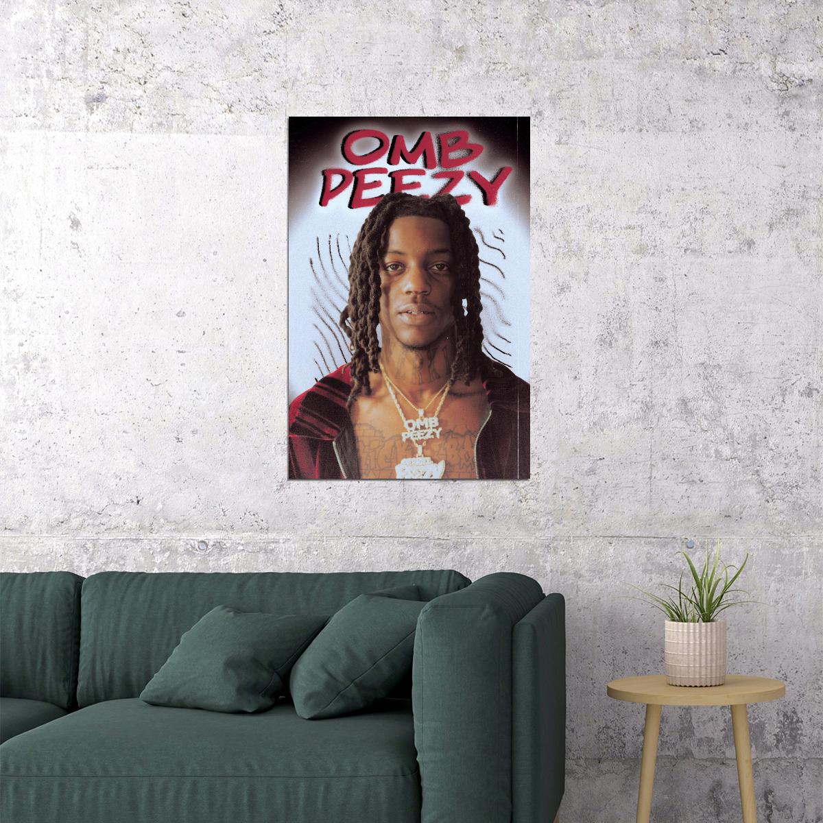 OMB Peezy Rapper Music Poster Gritty Street Style Hip-Hop Wall Art Urban Decor for Rap Enthusiasts Bold Aesthetic Room Art Gift for Hip-Hop Fans