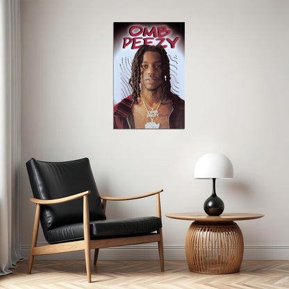 OMB Peezy Rapper Music Poster Gritty Street Style Hip-Hop Wall Art Urban Decor for Rap Enthusiasts Bold Aesthetic Room Art Gift for Hip-Hop Fans