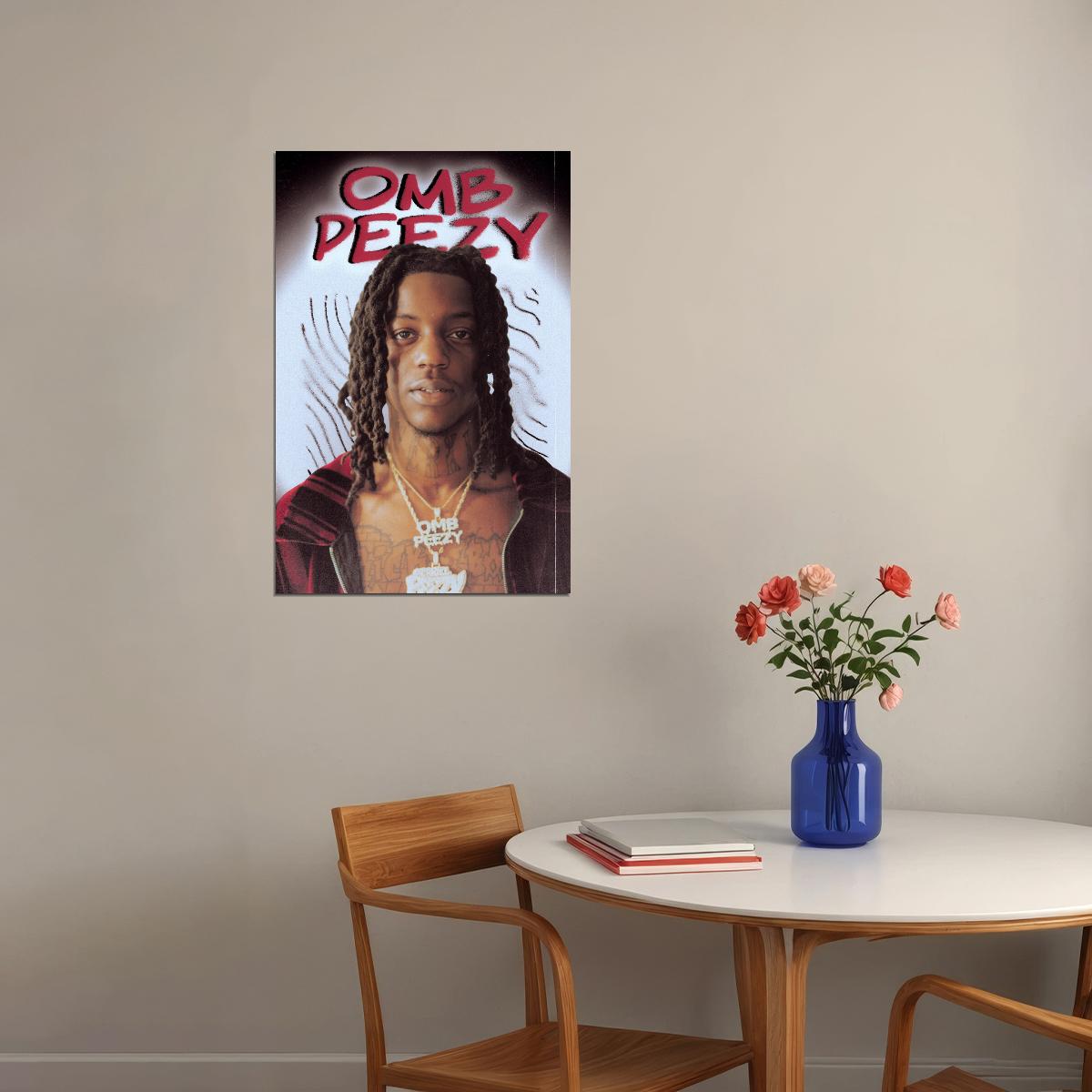 OMB Peezy Rapper Music Poster Gritty Street Style Hip-Hop Wall Art Urban Decor for Rap Enthusiasts Bold Aesthetic Room Art Gift for Hip-Hop Fans