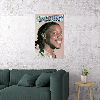 OMB Peezy Rapper Music Poster Vibrant Hip-Hop Aesthetic Urban Wall Art Cool Street Style Modern Room Decor for Rap Culture Enthusiasts and Fans