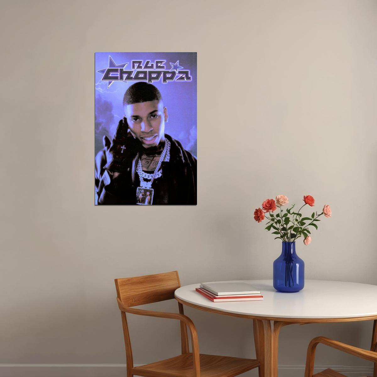 NLE Choppa Rapper Music Poster Cool Urban Aesthetic Hip-Hop Wall Art Dynamic Style Room Decor for Rap Enthusiasts and Fans Modern Rap Music Decor