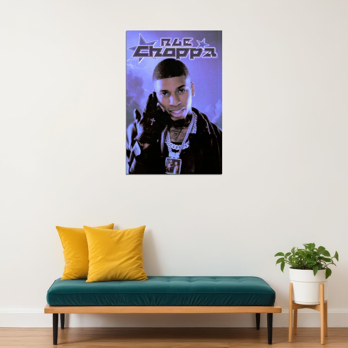 NLE Choppa Rapper Music Poster Cool Urban Aesthetic Hip-Hop Wall Art Dynamic Style Room Decor for Rap Enthusiasts and Fans Modern Rap Music Decor