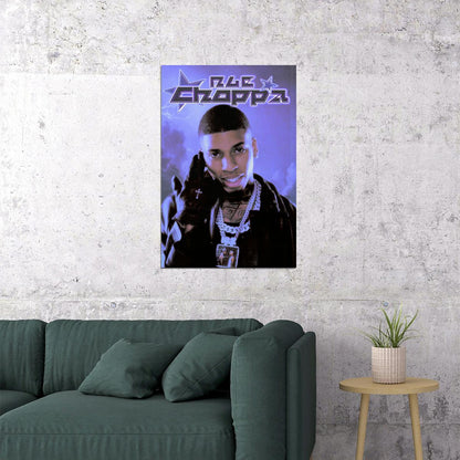 NLE Choppa Rapper Music Poster Cool Urban Aesthetic Hip-Hop Wall Art Dynamic Style Room Decor for Rap Enthusiasts and Fans Modern Rap Music Decor