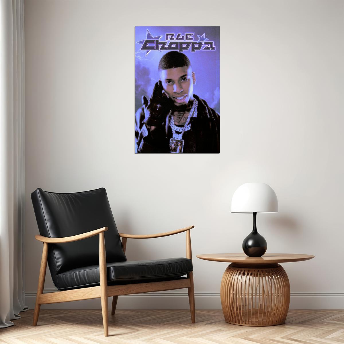 NLE Choppa Rapper Music Poster Cool Urban Aesthetic Hip-Hop Wall Art Dynamic Style Room Decor for Rap Enthusiasts and Fans Modern Rap Music Decor