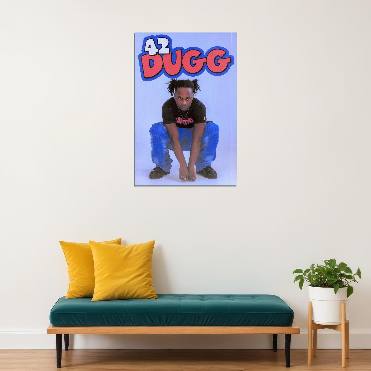 42 Dugg Rapper Music Poster Classic Retro Old-School Hip-Hop Aesthetic Urban Wall Art Street Style Room Decor for Rap Lovers Iconic Rap Culture Vibes Perfect Gift