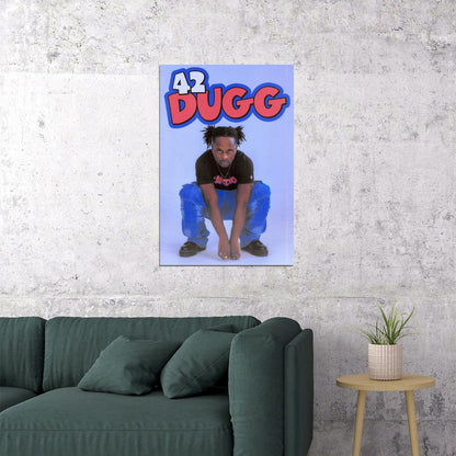 42 Dugg Rapper Music Poster Classic Retro Old-School Hip-Hop Aesthetic Urban Wall Art Street Style Room Decor for Rap Lovers Iconic Rap Culture Vibes Perfect Gift