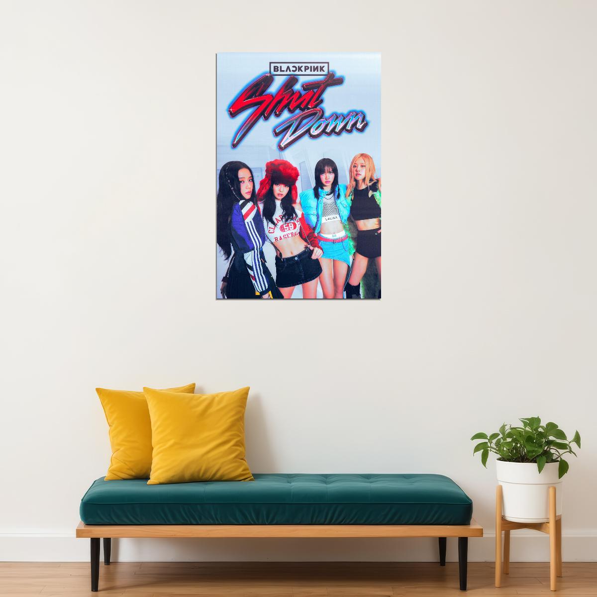 Blackpink Shut Down Poster Kpop Girl Group Wall Art Korean Music Print Trendy Aesthetic Room Decor Y2k Core Kpop Merch Gift For Fans Cool Wall Decor For Bedroom