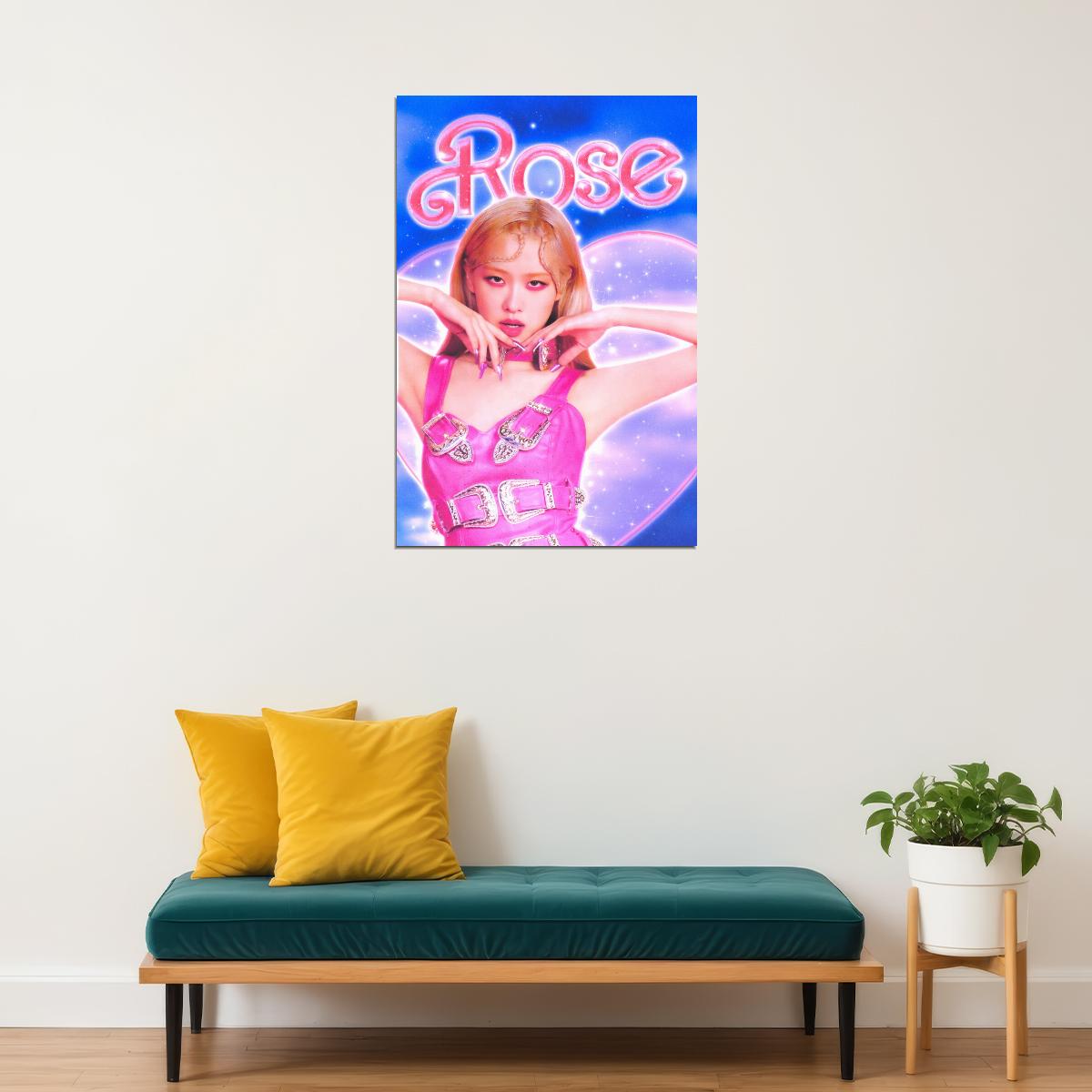 Rose Blackpink Poster Kpop Idol Pink Aesthetic Wall Art Cute Coquette Print Korean Pop Trendy Room Decor Y2k Core Soft Girl Kpop Merch Gift Idea For Fans Barbiecore Wall Decor