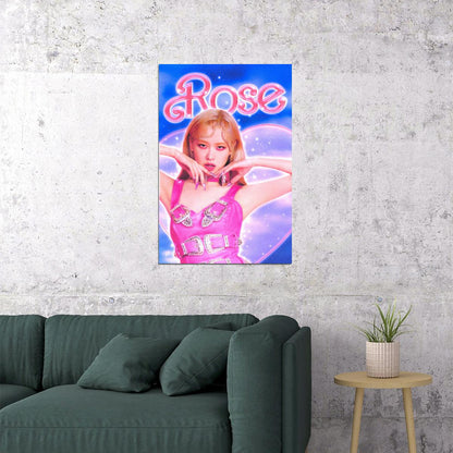 Rose Blackpink Poster Kpop Idol Pink Aesthetic Wall Art Cute Coquette Print Korean Pop Trendy Room Decor Y2k Core Soft Girl Kpop Merch Gift Idea For Fans Barbiecore Wall Decor