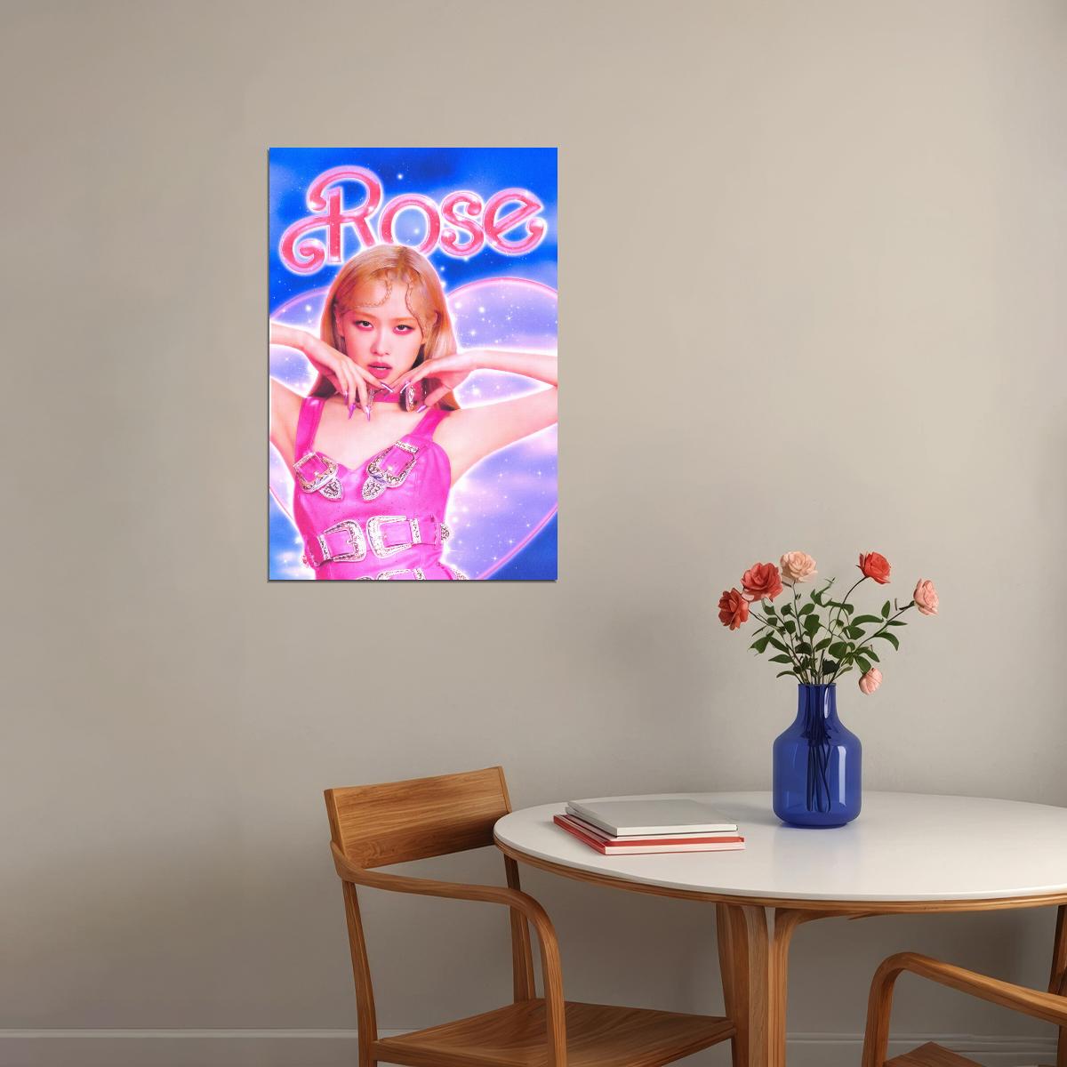 Rose Blackpink Poster Kpop Idol Pink Aesthetic Wall Art Cute Coquette Print Korean Pop Trendy Room Decor Y2k Core Soft Girl Kpop Merch Gift Idea For Fans Barbiecore Wall Decor